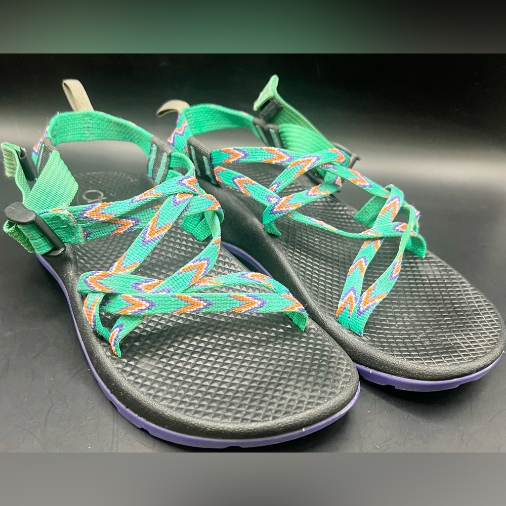 Chaco Green and Multicolor Strappy Sandals, Size:5